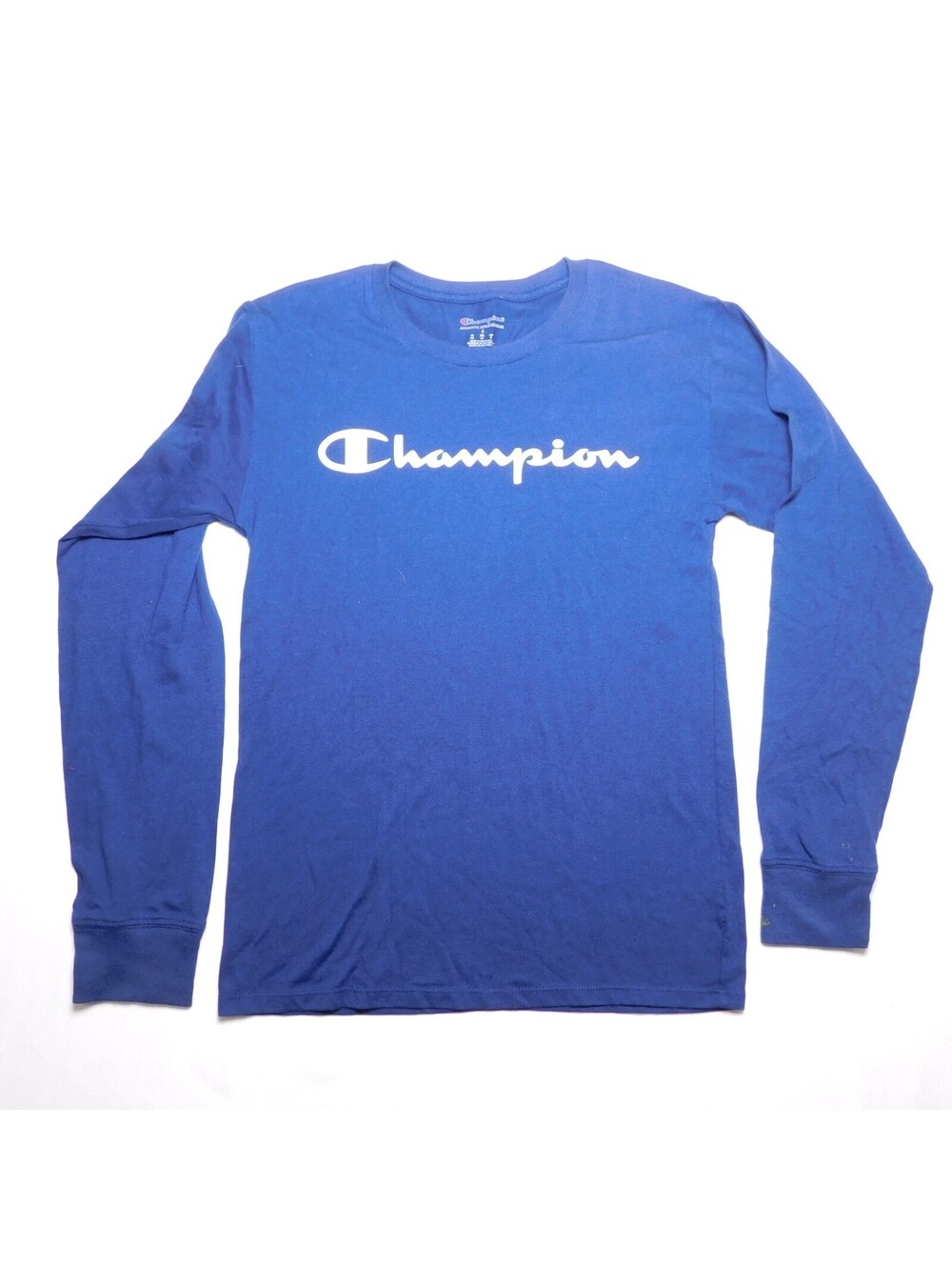 Champion Shirt Mens Small Blue Long Sleeve Script Logo Authentic Athleticwear S
